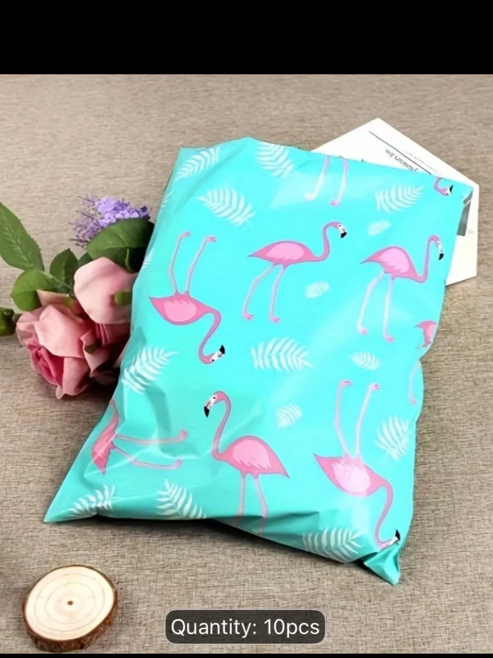 Pink Flamingo Mailer Bag - Aqua Turquoise 13X10